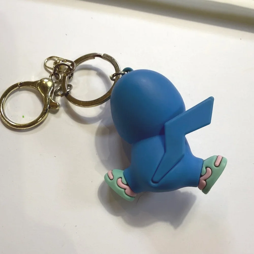 Disney Stitch Blue Onesie 3D Rubber Keychain Gold Lobster Clasp Bag Charm 2.5in